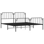 vidaXL Cadre de lit métal avec tête de lit/pied de lit noir 183x213 cm