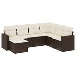 vidaXL Salon de jardin avec coussins 7 Pièces marron résine tressée