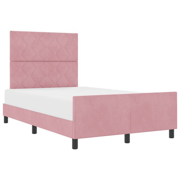 Lit en velours rose vidaXL 120x190 cm