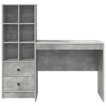 vidaXL Bureau avec rangement en bois d'ingénierie gris béton