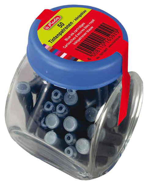 Pot de 50 cartouches d'encre dans un flacon, bleu royal HERLITZ