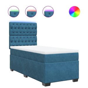 vidaXL Sommier à lattes de lit avec matelas bleu 80x200 cm velours