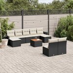 vidaXL Salon de jardin 10 Pièces avec coussins noir résine tressée