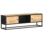 vidaXL Meuble TV avec porte sculptée 130x30x40cm Bois de manguier brut
