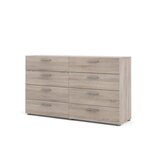 TVILUM Commode 8 tiroirs - Chene Truffe - L 140 x P 40 x H 82 cm - TYHJA