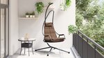 vidaXL Chaise Suspendue avec Support et Coussin Café Acier