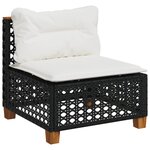 vidaXL Salon de jardin 5 Pièces avec coussins noir résine tressée