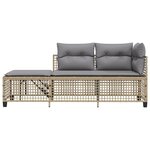 vidaXL Salon de jardin d'angle avec coussins 3Pièces mélange beige rotin