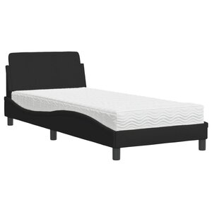 vidaXL Lit avec matelas noir 90x200 cm tissu