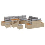 Ensemble de Canapés 13 pièces avec Housses Beige en Rattan Poly Acacia