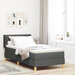 vidaXL Lit à ressorts avec matelas gris foncé 90x200 cm en tissu