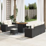 Ensemble de Canapé de Jardin 8 pièces avec Coussins Noir