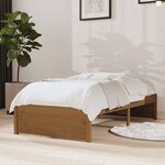 vidaXL Cadre de lit Marron miel Bois massif 75x190 cm Petit simple