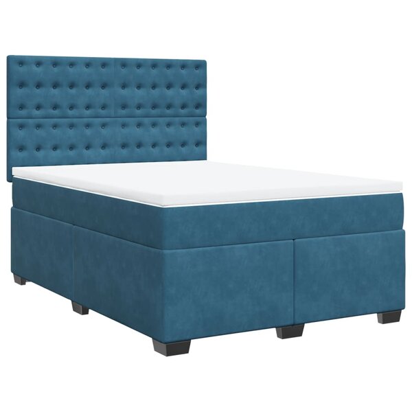 vidaXL Sommier à lattes de lit et matelas bleu 140x190 cm velours