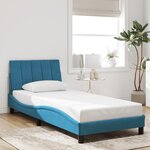 vidaXL Cadre de lit sans matelas bleu 90x190 cm velours