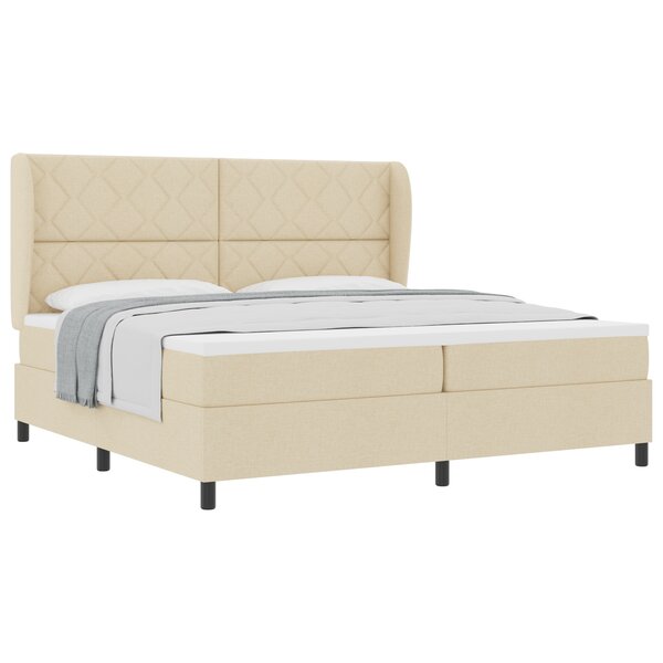 vidaXL Lit plateforme avec matelas - Crème - 200x200 cm Tissu