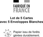 Lot 5 cartes remerciements condoléances +5 enveloppes blanches format 9x14cm