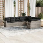 vidaXL Salon de jardin 9 Pièces avec coussins gris clair résine tressée