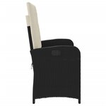 vidaXL Banc inclinable de jardin avec coussins noir résine tressée