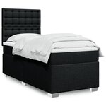 vidaXL Sommier à lattes de lit avec matelas Noir 90x200 cm Tissu