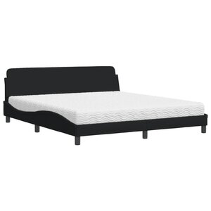 vidaXL Lit avec matelas noir 180x200 cm tissu