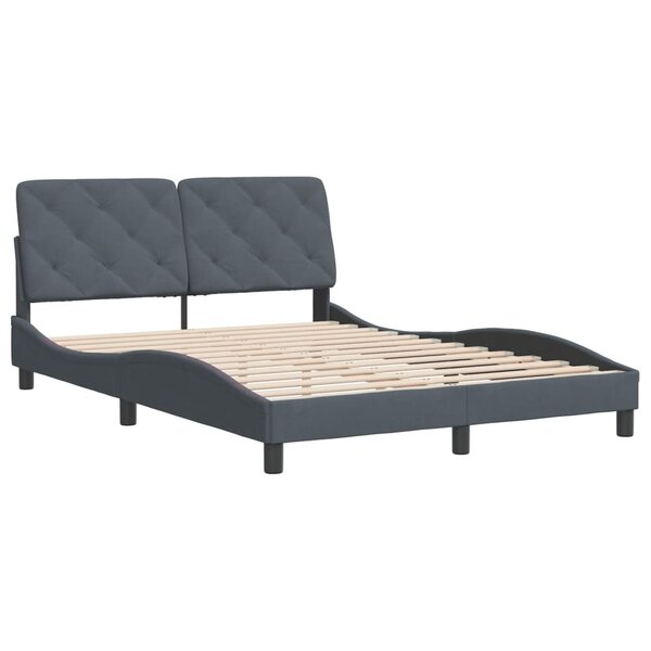 vidaXL Cadre de lit avec tête de lit Gris foncé 140x200 cm Velours