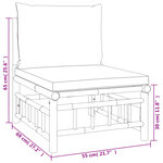 Salon de jardin meuble d'extérieur ensemble de mobilier 7 pièces avec coussins blanc crème bambou 02_0017082