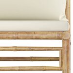 vidaXL Salon de jardin 4 Pièces avec coussins blanc crème bambou