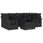 vidaXL Salon de jardin 7 Pièces avec coussins noir résine tressée