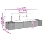 vidaXL Ensemble de Canapé de Jardin 3 Pièces avec Coussins Noir Poly Rotin