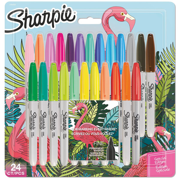 Sharpie 24 Marqueurs permanents  Flamingo & assortiment original  pointe fine