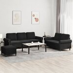 vidaXL Ensemble de canapés 3 Pièces avec coussins Noir Velours