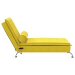 vidaXL Chaise longue de massage avec traversin jaune velours