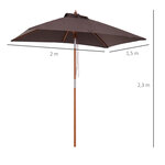Parasol rectangulaire inclinable bois polyester haute densité 2L x 1 5l x 2 3H m chocolat