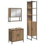 vidaXL Ensemble de meubles de salle de bain 3 pièces en chêne artisanal en bois d'ingénierie
