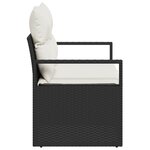 Canapé de jardin 2 places vidaXL avec coussins en poly rotin noir