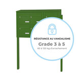 Bloc collectif leabox.com  3x2  grade 3  simple face  Extérieur  fixation sur pieds à sceller  Vert mai RAL 6017 finition brillante