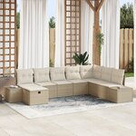 vidaXL Ensemble de canapé de jardin 8 pièces avec coussins en beige poly rotin