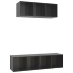 vidaXL Ensemble de meubles TV 2 Pièces Gris brillant Bois d'ingénierie