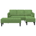 Canapé de jardin vidaXL avec banc et coussins en velours vert clair en L