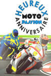 Carte FLUO Heureux ANNIVERSAIRE Moto Passion GP avec Enveloppe 12x17,5cm