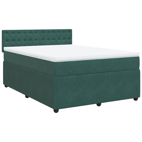 vidaXL Sommier à lattes de lit et matelas Vert foncé 140x200cm Velours