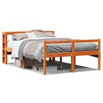 vidaXL Cadre de lit et tête de lit cire marron 150x200 cm bois de pin