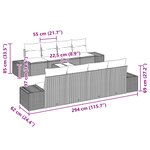 vidaXL Ensemble de Canapés de Jardin de 7 Pièces avec Coussins Gris Poly Rattan