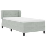 Lit à ressort vidaXL avec un matelas gris clair 100x200 cm en velours