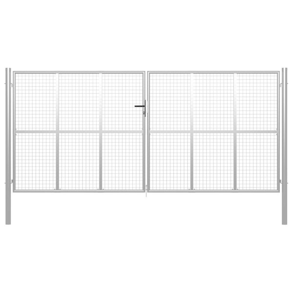 vidaXL Porte de jardin Acier galvanisé 415x250 cm Argenté