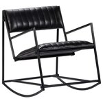 vidaXL Chaise à bascule Noir Cuir véritable