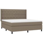 vidaXL Sommier à lattes de lit matelas et LED Taupe 180x200 cm Tissu