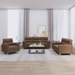 vidaXL Ensemble de canapés 3 Pièces avec coussins marron tissu