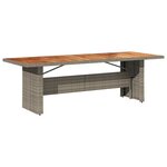 vidaXL Table de jardin et dessus en bois d'acacia gris résine tressée